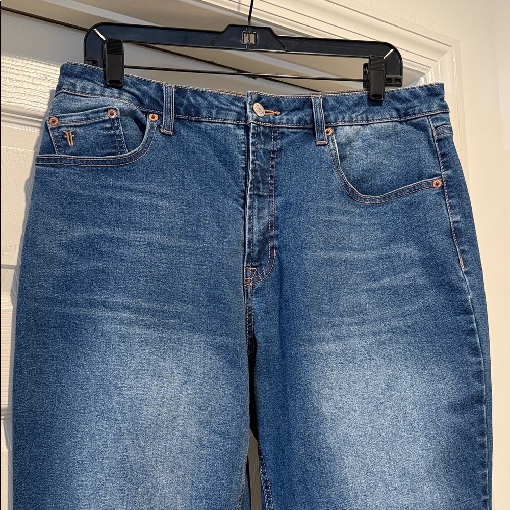 Frye Y2K High Waist Dk Blue Wash Relaxed Straight Leg 1990s Retro Cinch Waist 10 - Picture 13 of 14